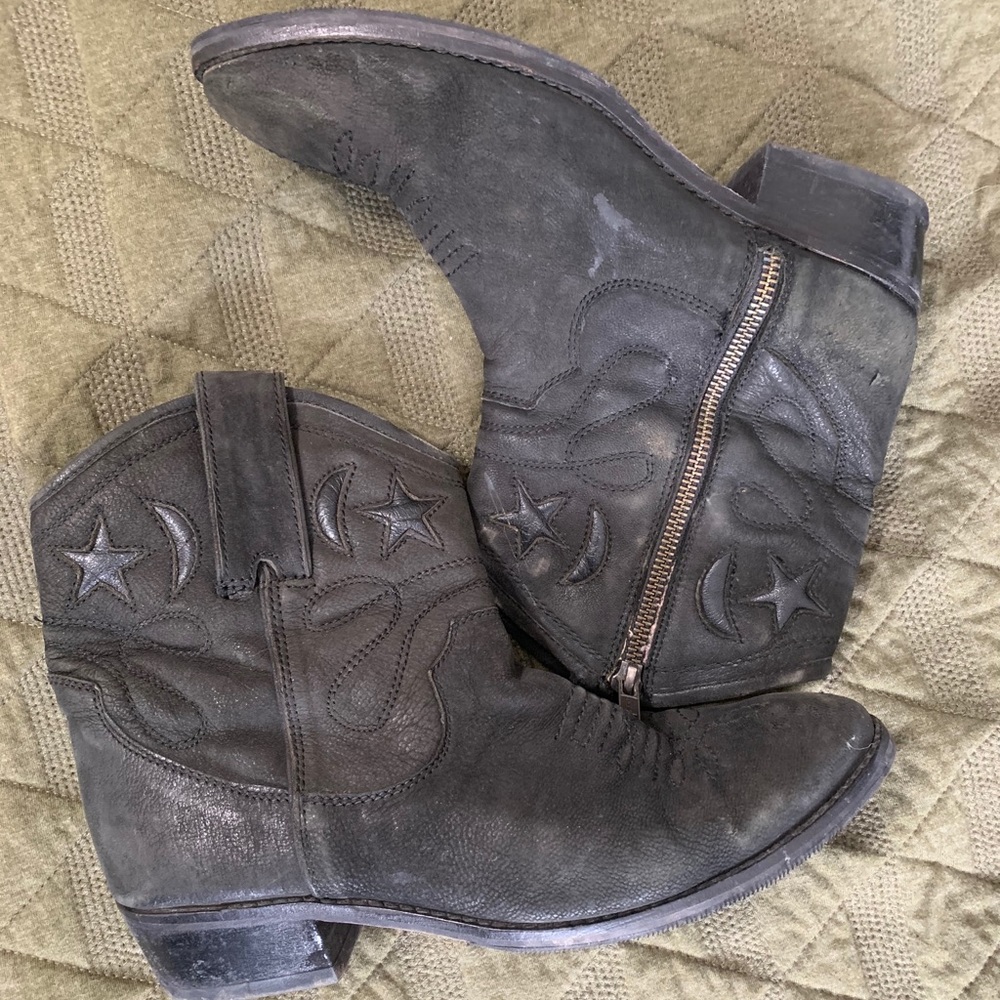 Black cowgirl ankle boots